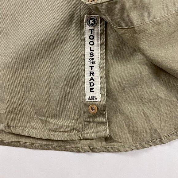 Vintage G Unit Khaki Shirt Men's Large Button Down Up Safari Cotton Poplin - Picture 4 of 13